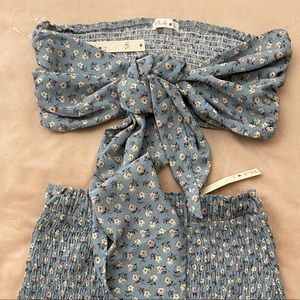 FLORAL KNOT TOP AND RUCHED SKIRT